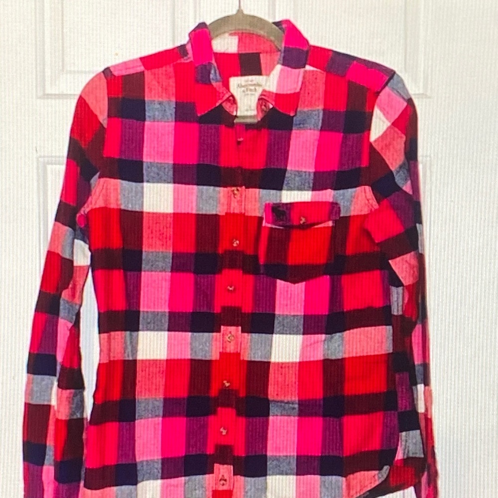 Abercrombie & Fitch Kids Checkered Shirt - Pink, Red, and Navy